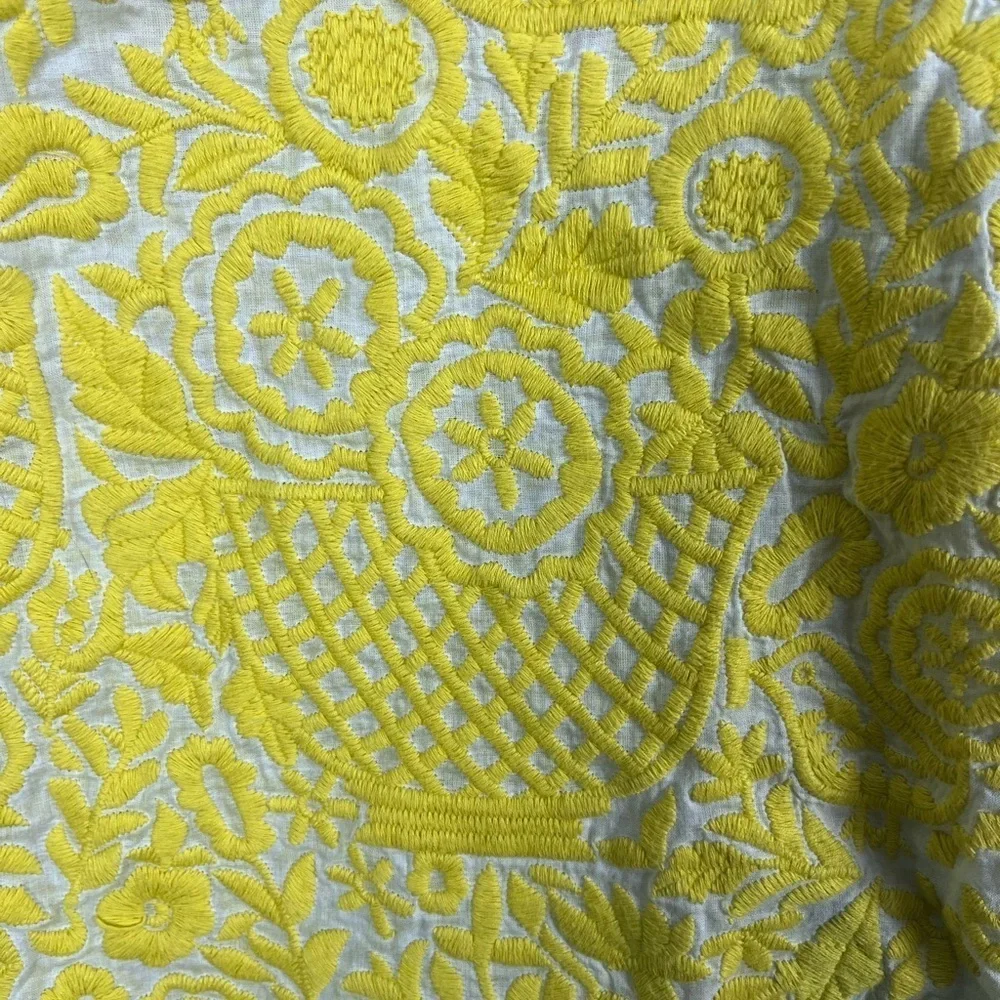 Tory Burch embroidered yellow/gold white tunic top white detailing spring luxury